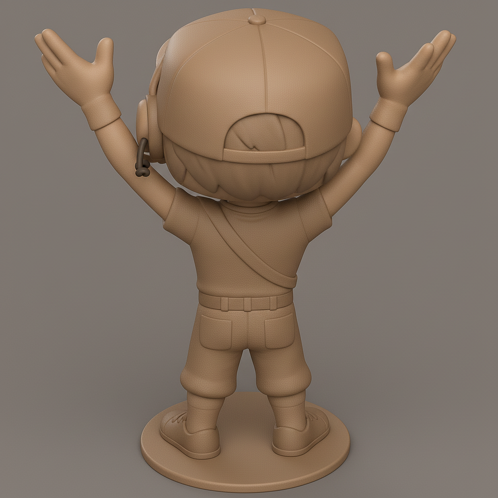 silhouette 3d printer maker-3d portrait printing_Cheerful 3D Gamer Figure with Headset