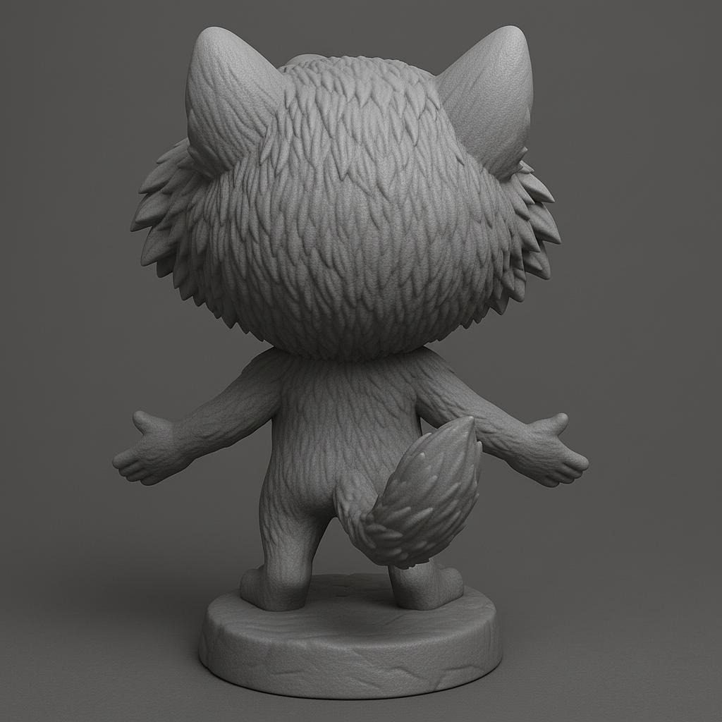 silhouette 3d printer maker-3d portrait printing_Cheerful Cartoon Wolf Figurine