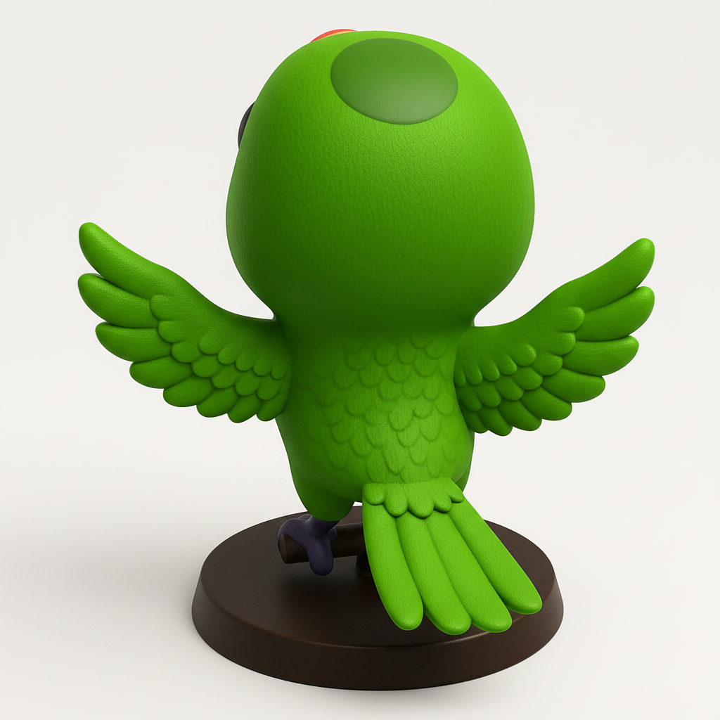 face anatomy 3d model-create 3d face model from photo_Adorable Green Parrot Pal - Your Cheerful 3D Print!