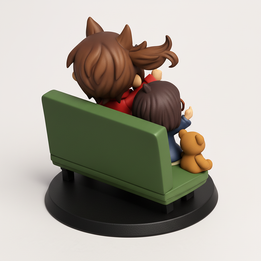 face anatomy 3d model-create 3d face model from photo_Cheerful Chibi Duo & Teddy Bench