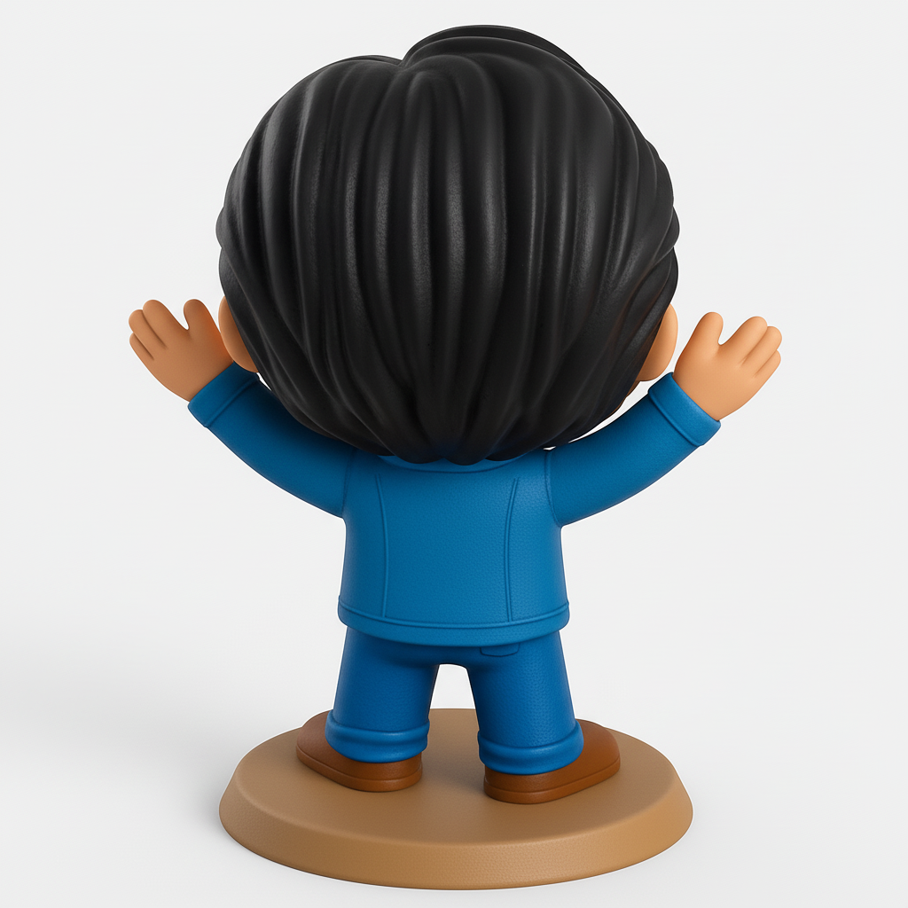 face to 3d model ai-3D portrait printing from photo_Smiling Masked Figure: Positive Desk Decor