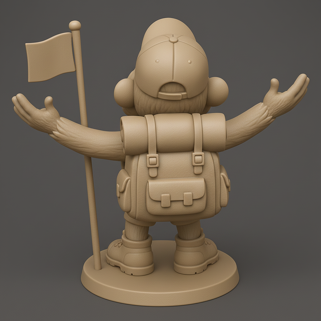 silhouette 3d printer maker-3d portrait printing_Cheerful Explorer Monkey Figurine