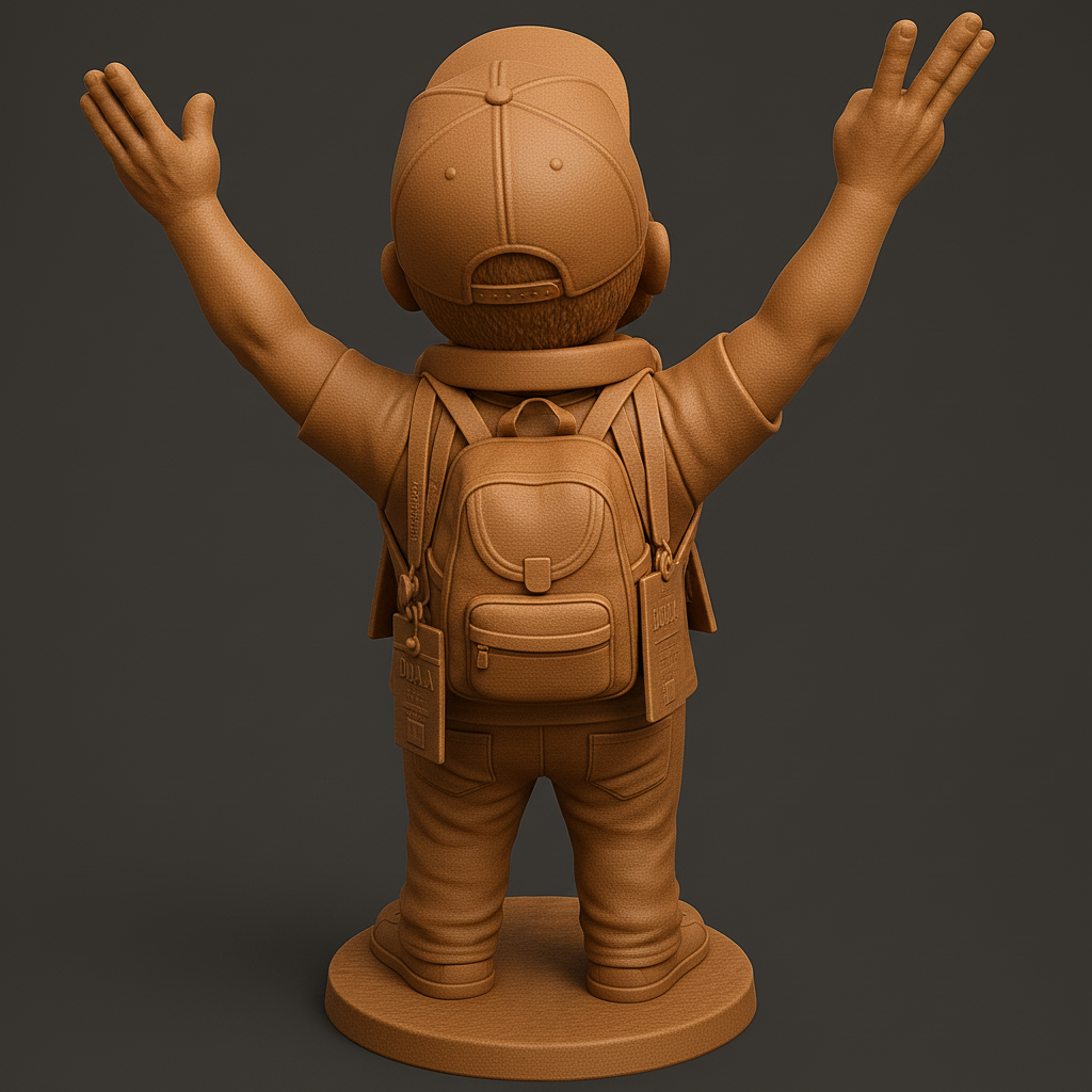 silhouette 3d printer maker-3d portrait printing_Joyful Traveler Figurine