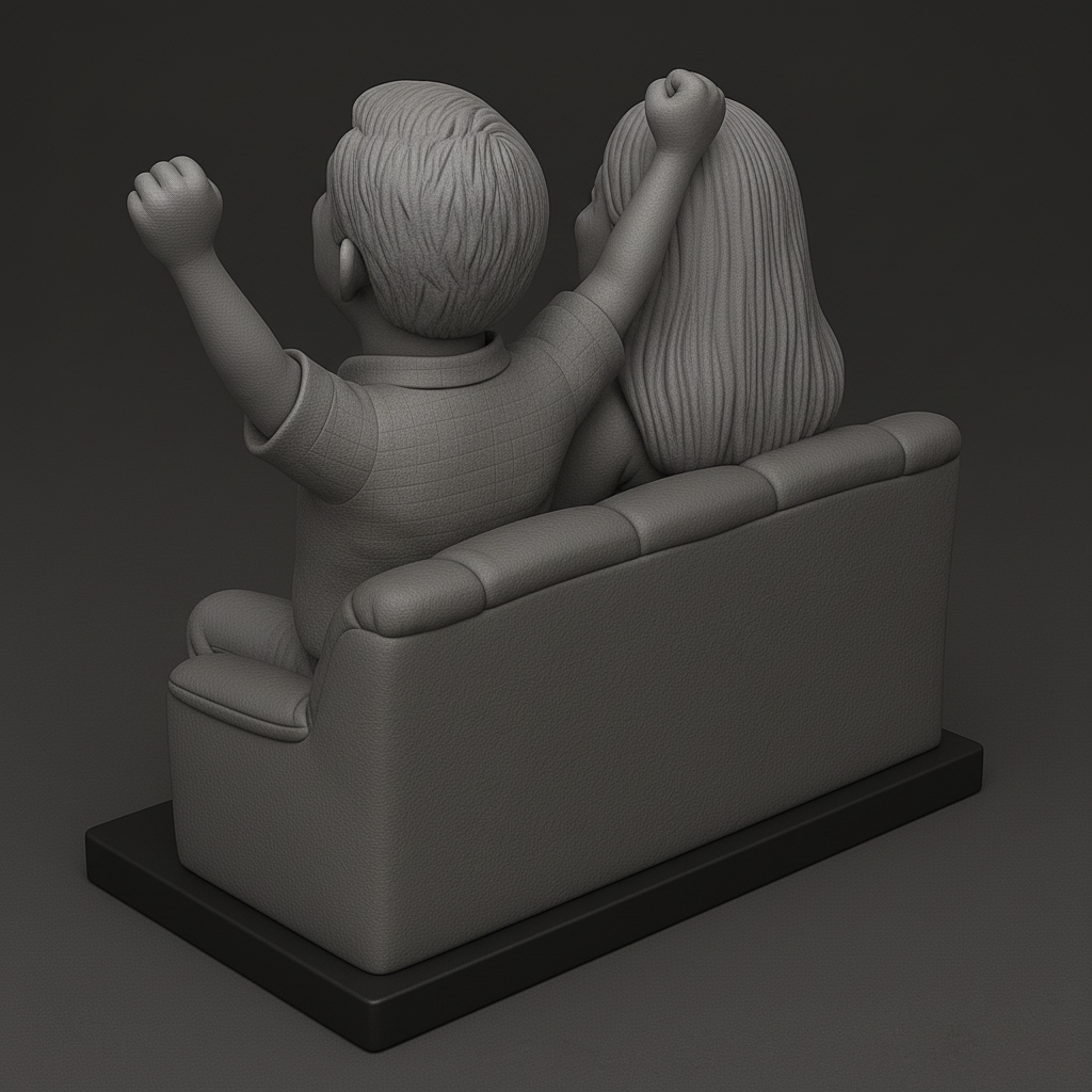 face anatomy 3d model-create 3d face model from photo_Joyful Couple on Couch Figurine