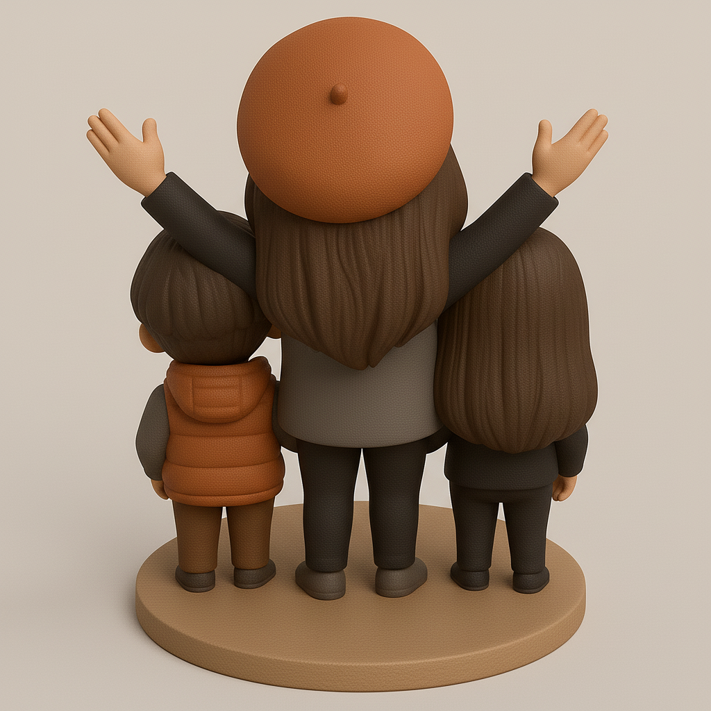 face anatomy 3d model-create 3d face model from photo_Joyful Family Figurine for 3D Printing