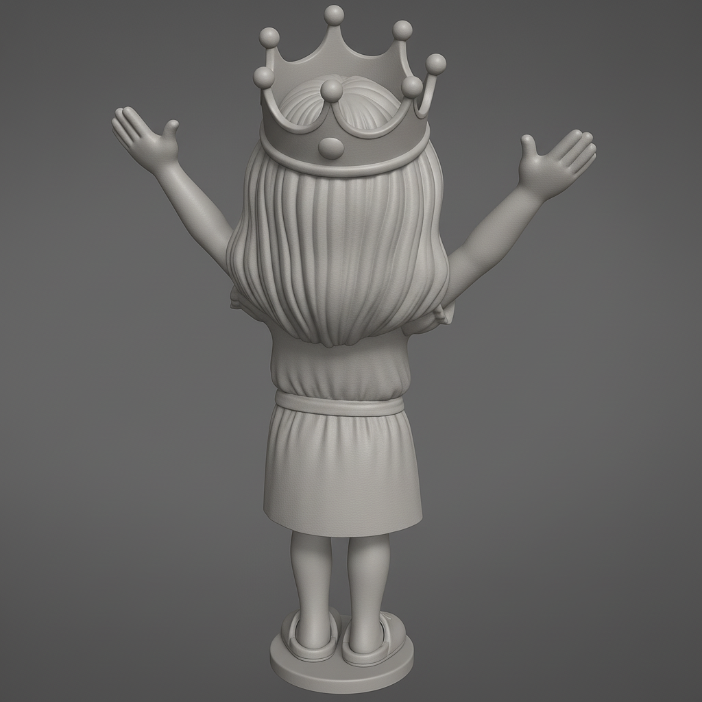 silhouette 3d printer maker-3d portrait printing_Joyful Princess Figurine for 3D Printing