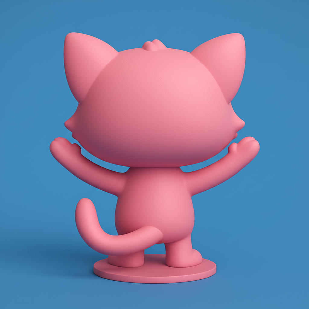 face to 3d model ai-3D portrait printing from photo_Charming Pink Kitty Desk Buddy - Easy 3D Print!