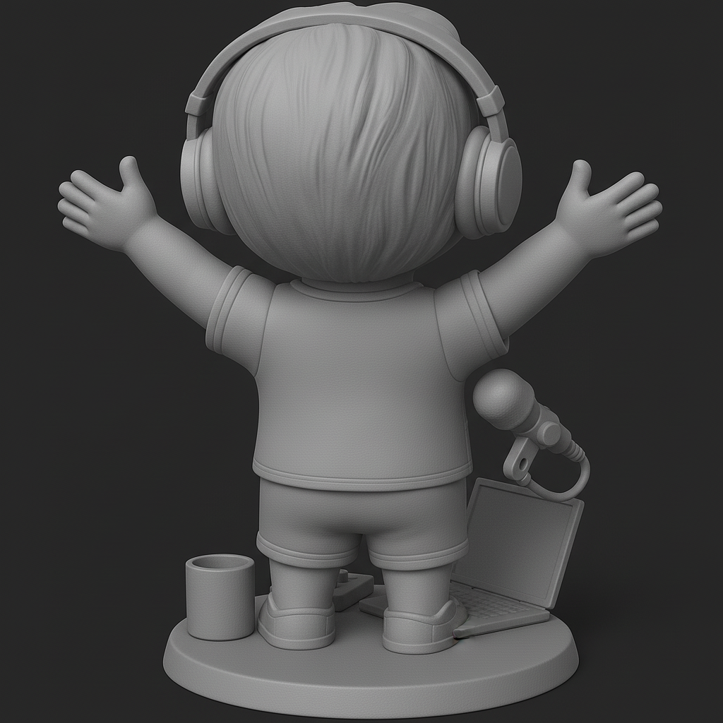 silhouette 3d printer maker-3d portrait printing_Joyful Streaming Character with Accessories