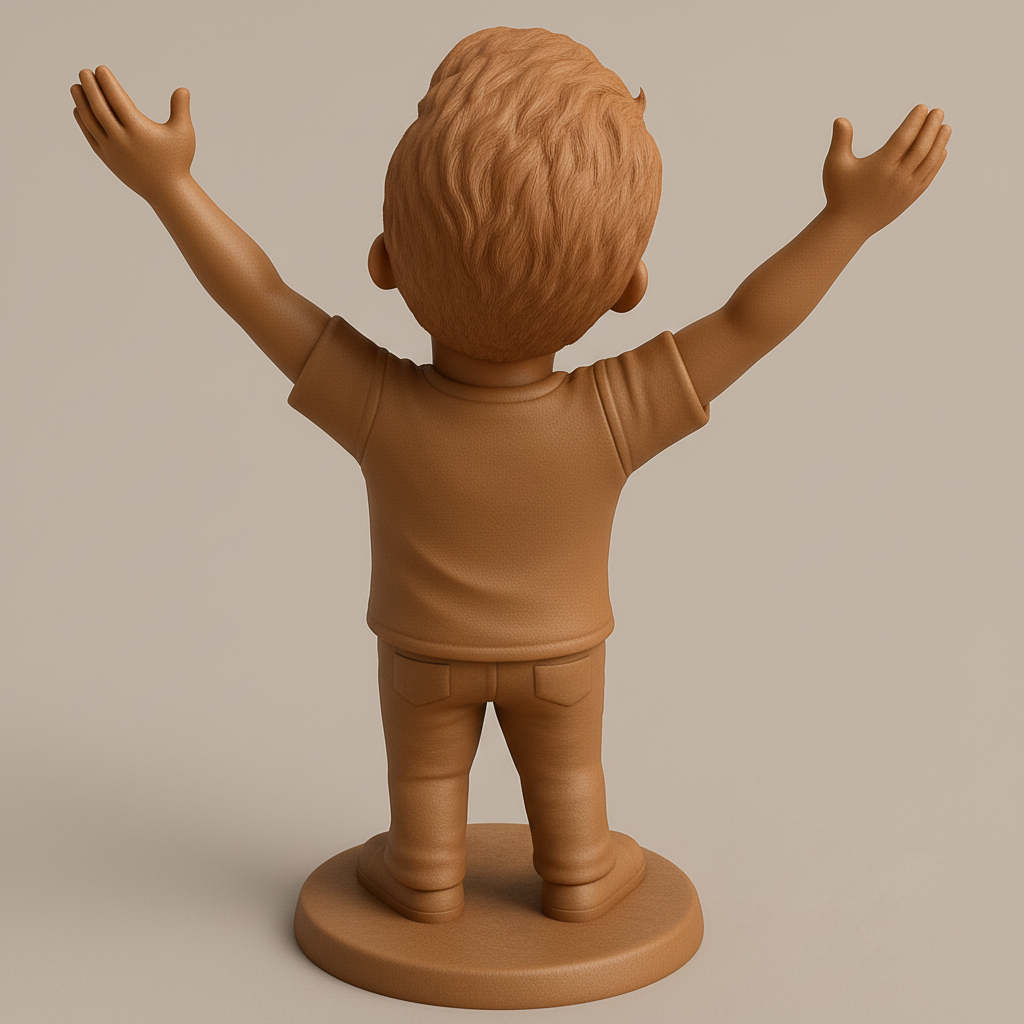 silhouette 3d printer maker-3d portrait printing_Cheering Man Bobblehead: Celebrate Your Victories!
