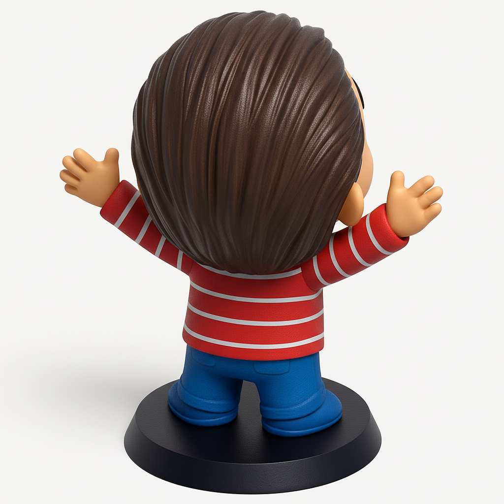 face to 3d model ai-3D portrait printing from photo_Happy Waving Boy Figurine - Joyful Desk Decor!