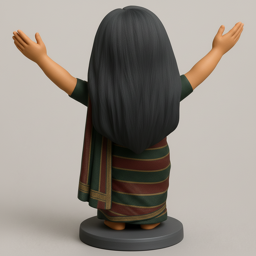 silhouette 3d printer maker-3d portrait printing_Radiant Joyful Woman Saree Bust - Spread Happiness!