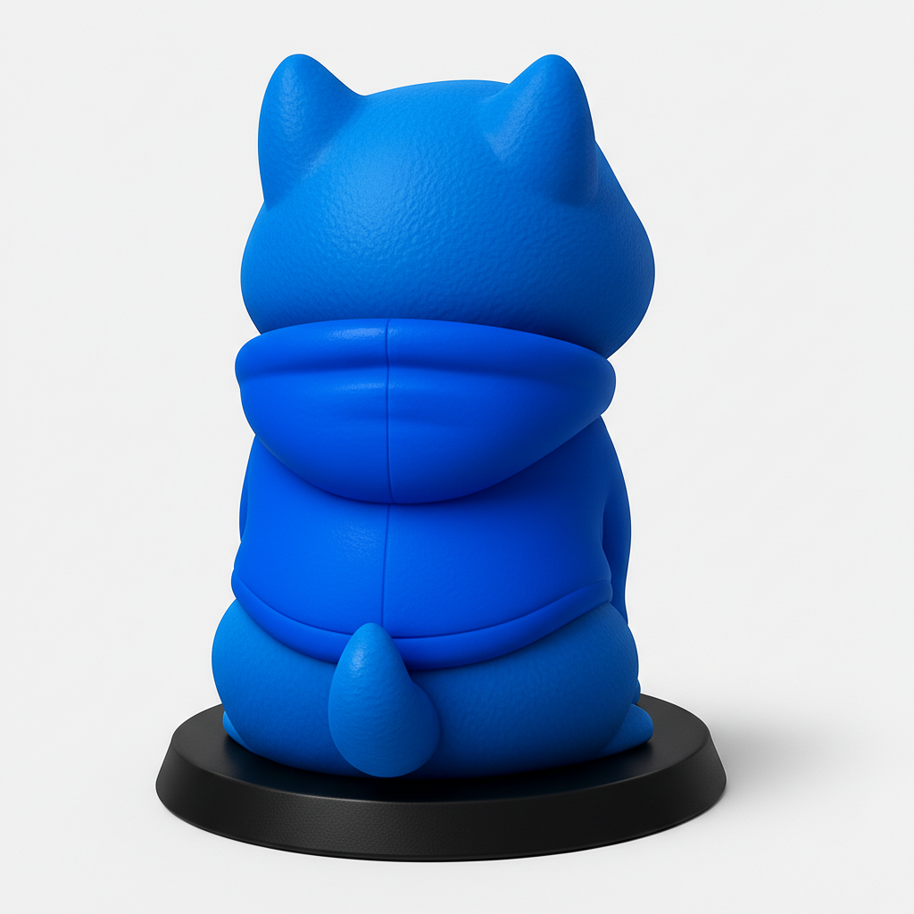face to 3d model ai-3D portrait printing from photo_Adorable Blue Doge Figurine with B Logo Hoodie