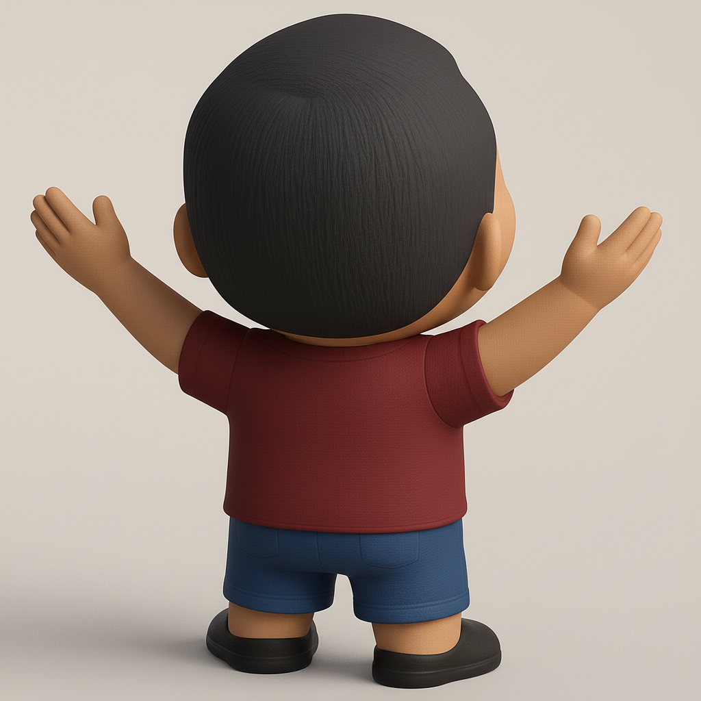 face to 3d model ai-3D portrait printing from photo_Happy Chibi Boy: Welcoming Arms Desktop Figure