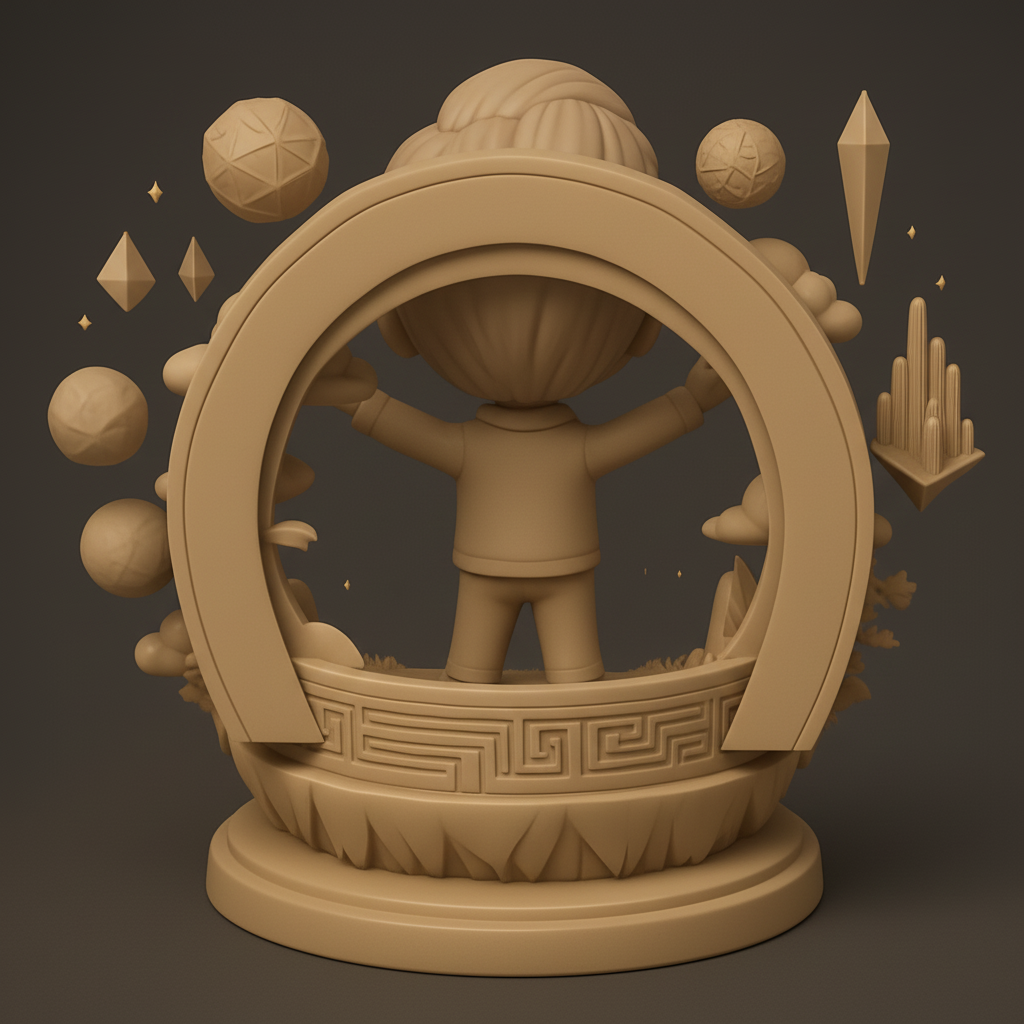 face to 3d model ai-3D portrait printing from photo_Joyful Explorer's Dreamscape Figurine