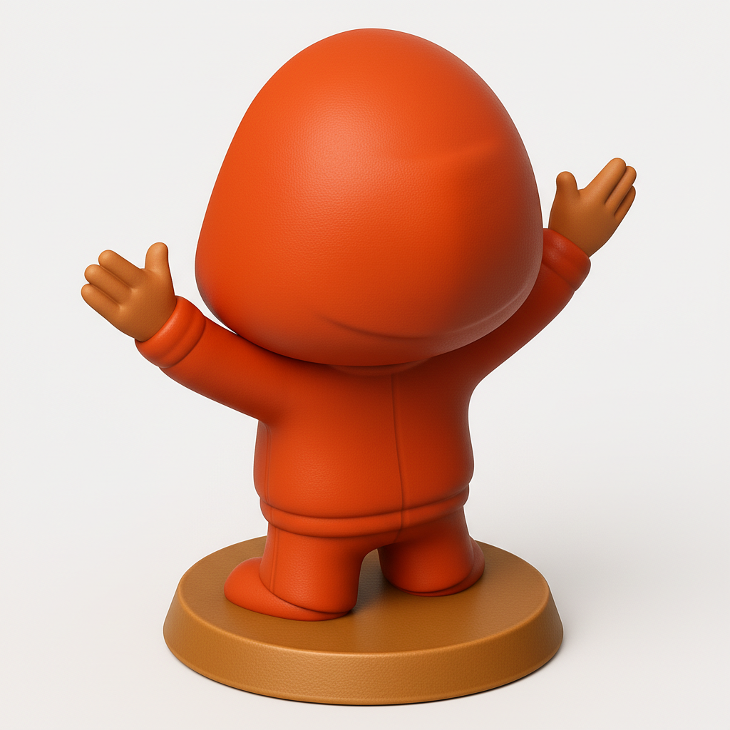 face to 3d model ai-3D portrait printing from photo_Happy Bitcoin Hodler Figurine - Crypto Desk Buddy