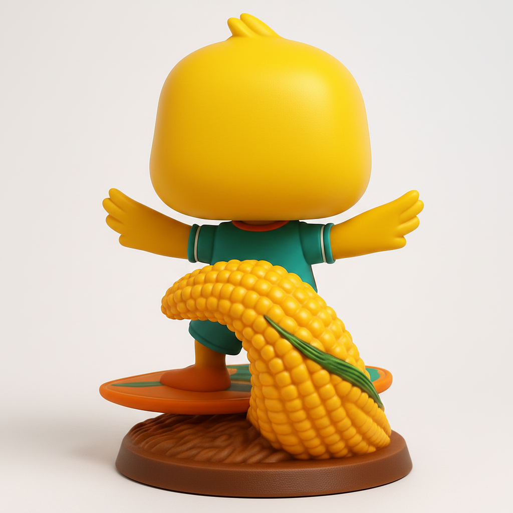 face anatomy 3d model-create 3d face model from photo_Surf's Up! Adorable Duck Riding a Corn Wave Figurine