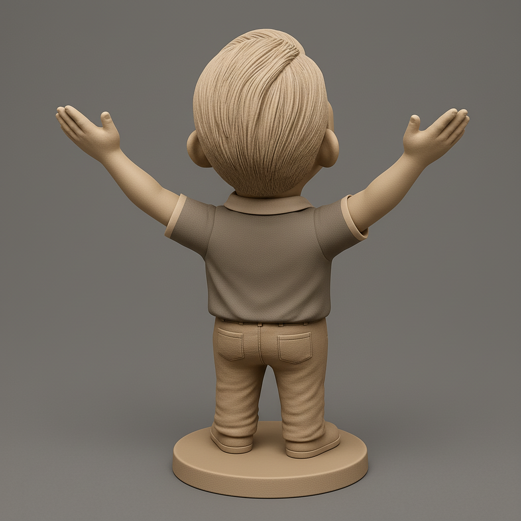 face anatomy 3d model-create 3d face model from photo_Happy Pose Celebration Bobblehead Figurine