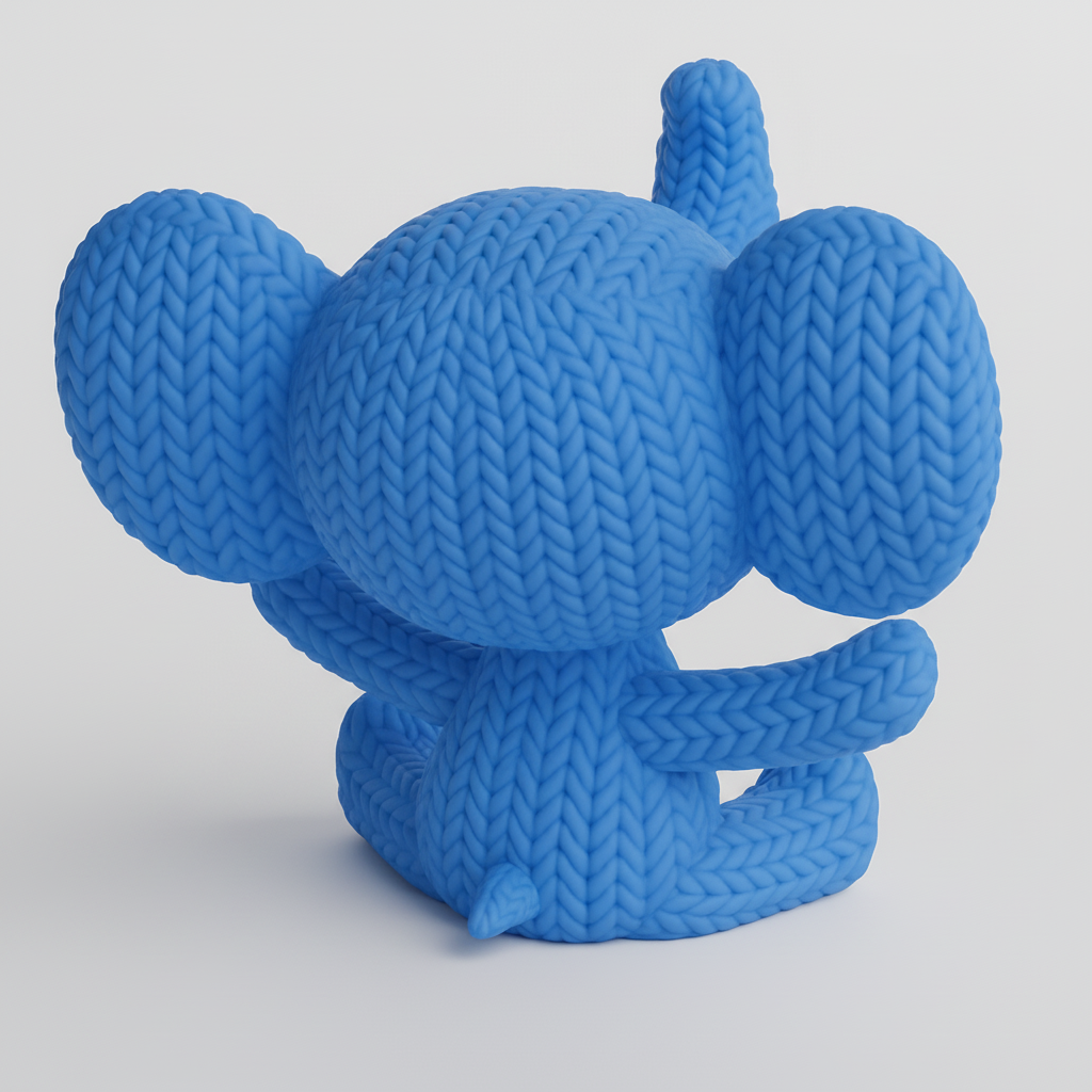 face to 3d model ai-3D portrait printing from photo_Comforting Knit-Look Elephant Buddy 3D Print