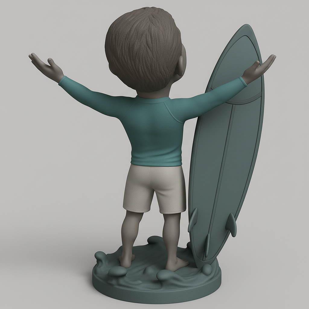silhouette 3d printer maker-3d portrait printing_Joyful Surfer Figurine for Beach Lovers