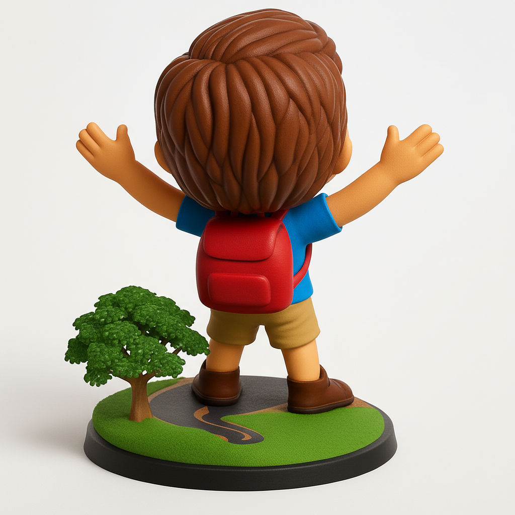 face to 3d model ai-3D portrait printing from photo_Happy Explorer Boy: Desk Buddy & Adventure Figurine