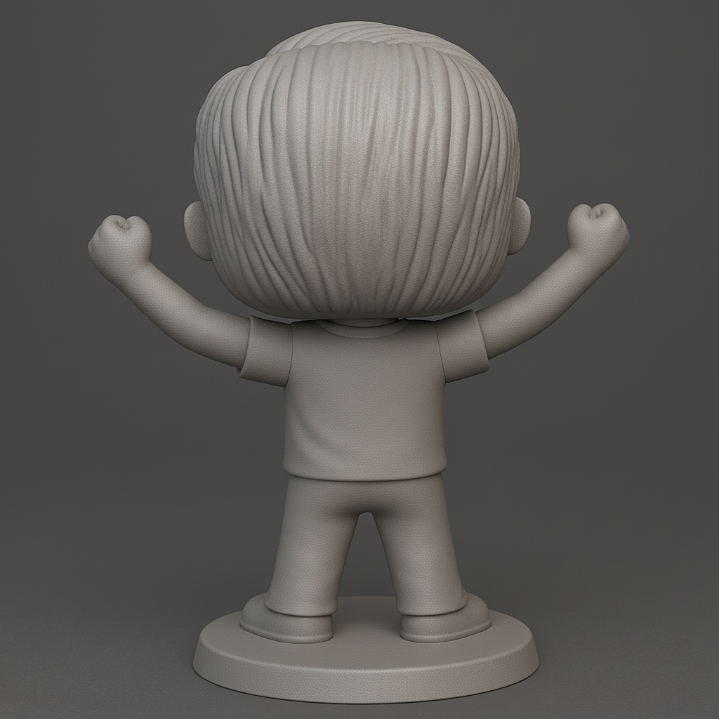 face anatomy 3d model-create 3d face model from photo_Enthusiastic Funko-Style Figure - Celebrate Success!