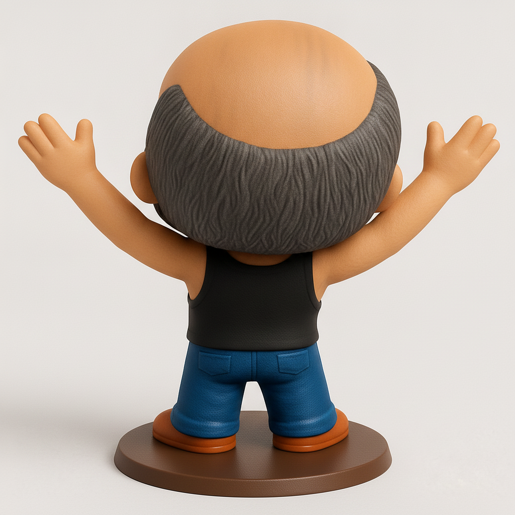 face to 3d model ai-3D portrait printing from photo_Happy Bearded Guy Figurine - Joyful Desk Buddy