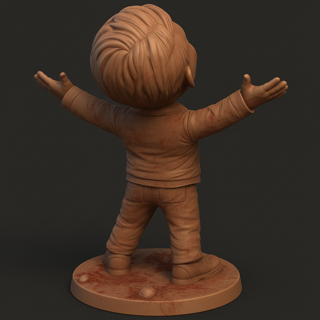 silhouette 3d printer maker-3d portrait printing_Joyful Child Statue for 3D Printing