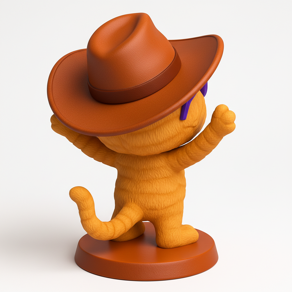 face anatomy 3d model-create 3d face model from photo_Vibrant Cowboy Cat Figurine: Print Your Desk Pal!