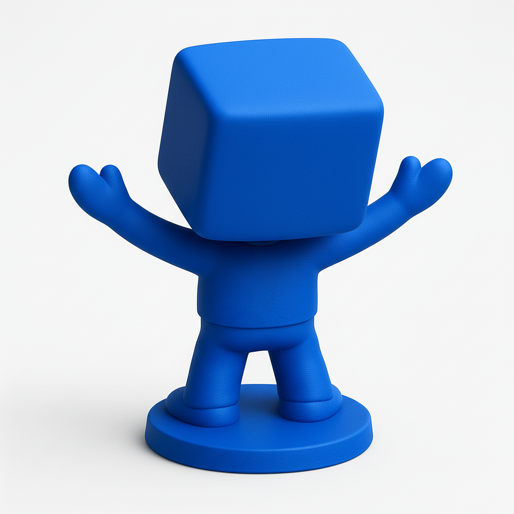 face anatomy 3d model-create 3d face model from photo_Smiling Cube Head Bobblehead: Your Happy Desk Pal