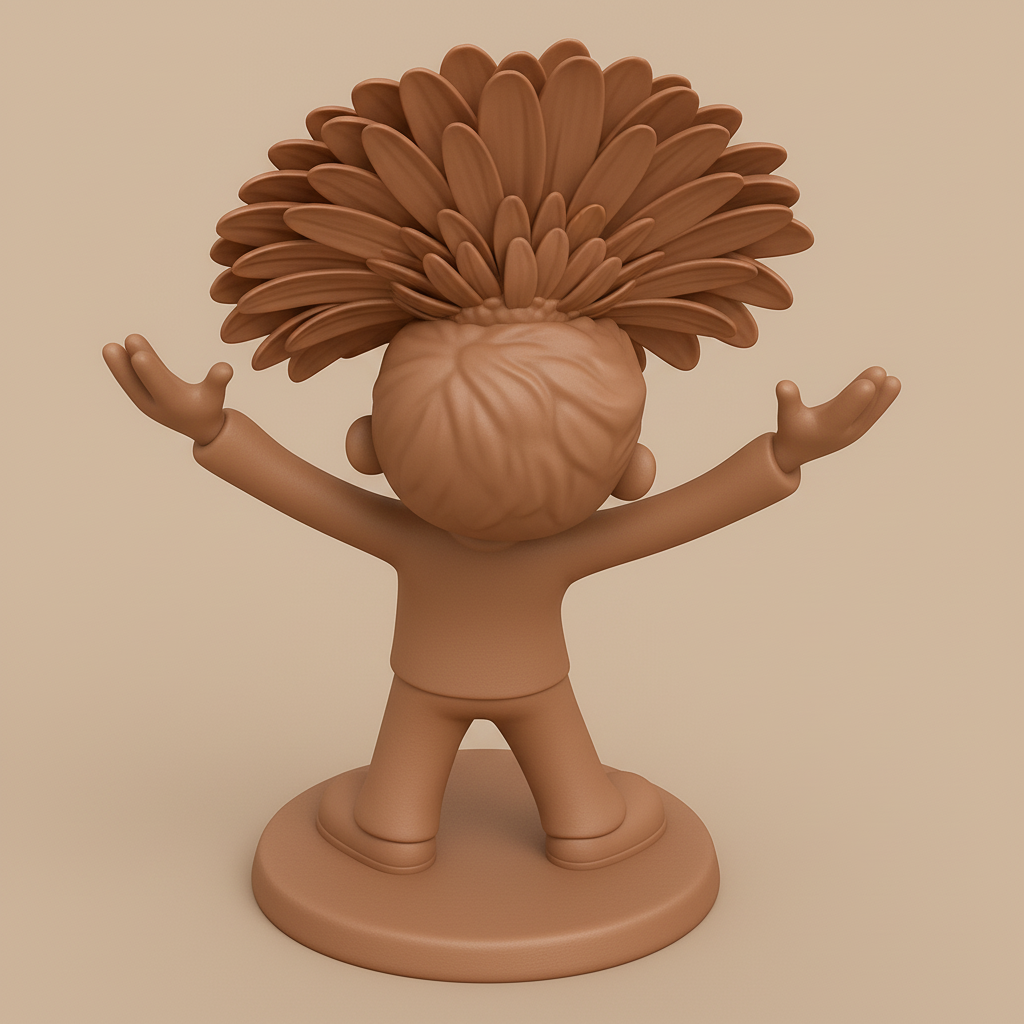face to 3d model ai-3D portrait printing from photo_Happy Boy with Flower Hat: Whimsical Desk Decor