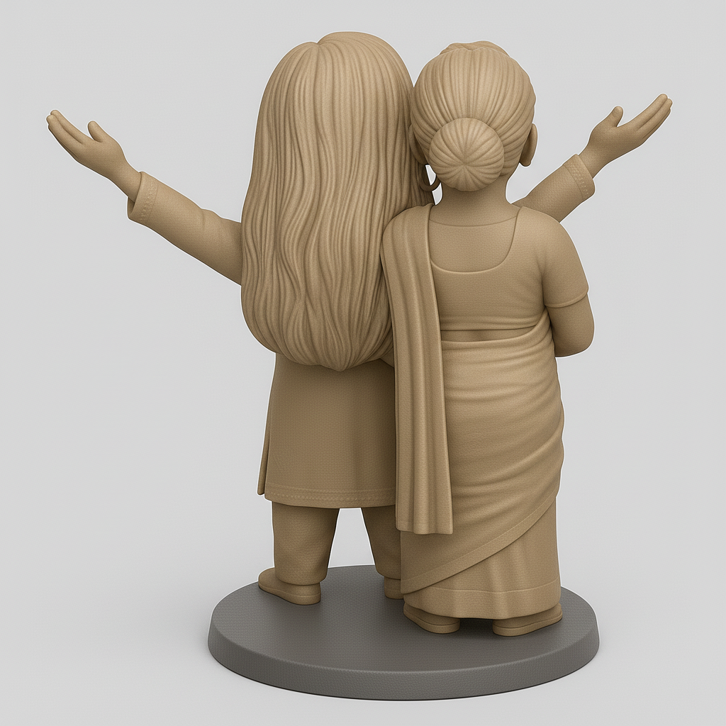 silhouette 3d printer maker-3d portrait printing_Joyful Embrace - Celebrating Togetherness