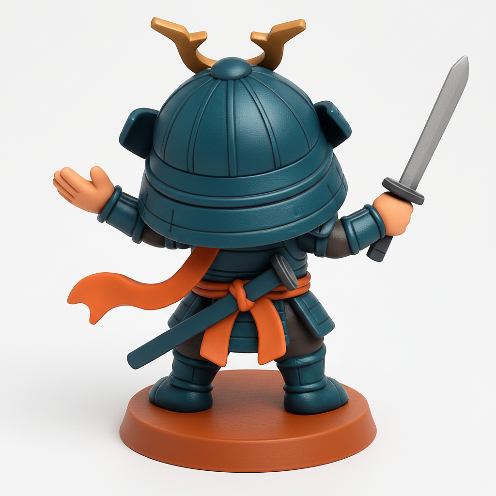 face anatomy 3d model-create 3d face model from photo_Joyful Chibi Samurai Warrior Figurine - Easy Print