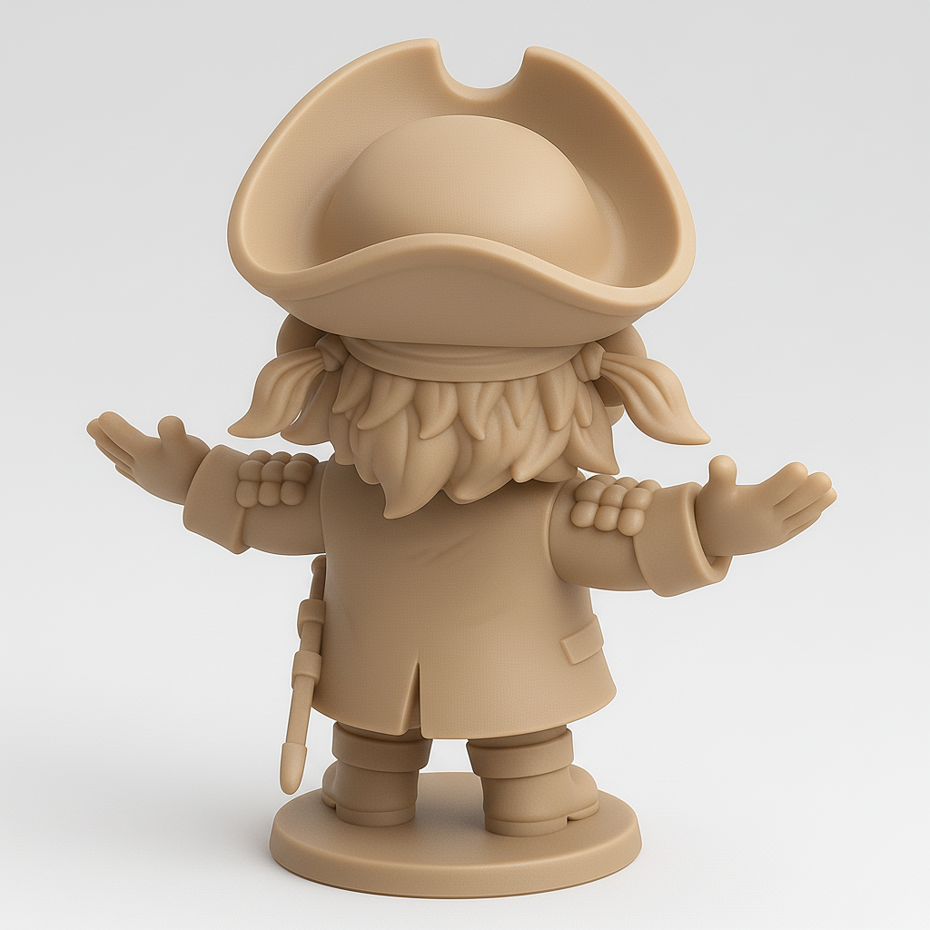 silhouette 3d printer maker-3d portrait printing_Cheerful Pirate Captain Figurine