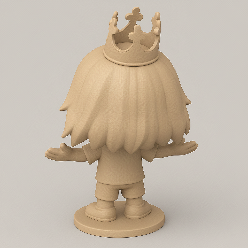 silhouette 3d printer maker-3d portrait printing_Whimsical Crowned Kid Figure