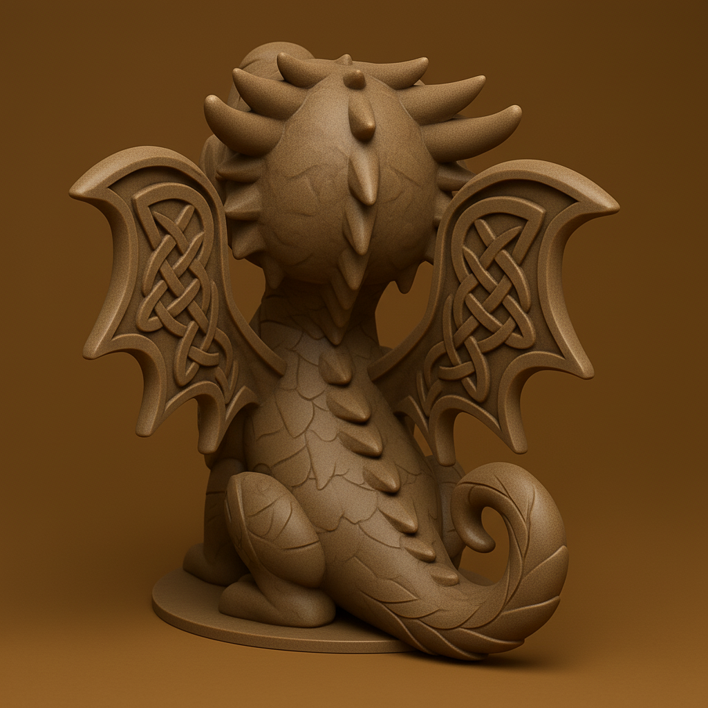 face to 3d model ai-3D portrait printing from photo_Adorable Celtic Dragon Statue - Whimsical & Easy to Print!