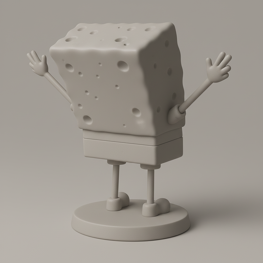silhouette 3d printer maker-3d portrait printing_Cheerful SpongeBob SquarePants Figure
