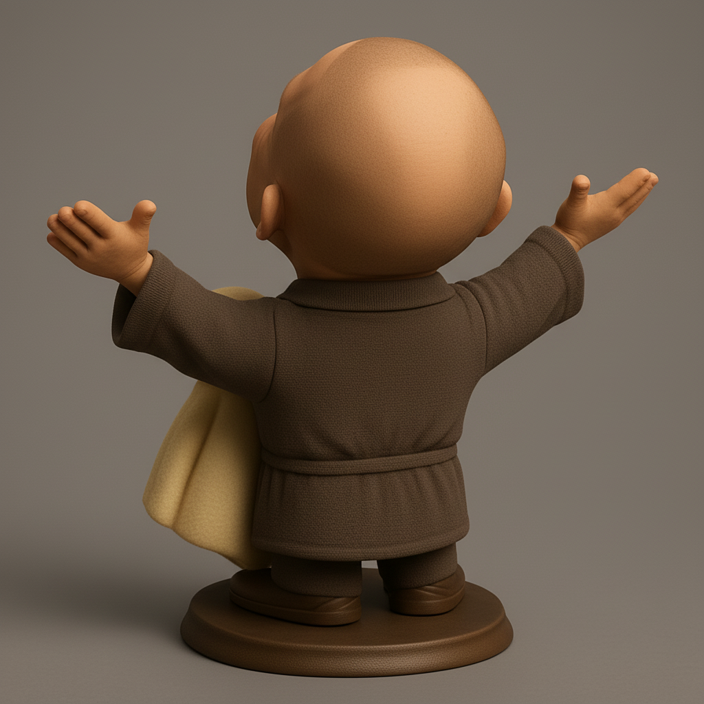 silhouette 3d printer maker-3d portrait printing_Joyful Figure with Duck Companion