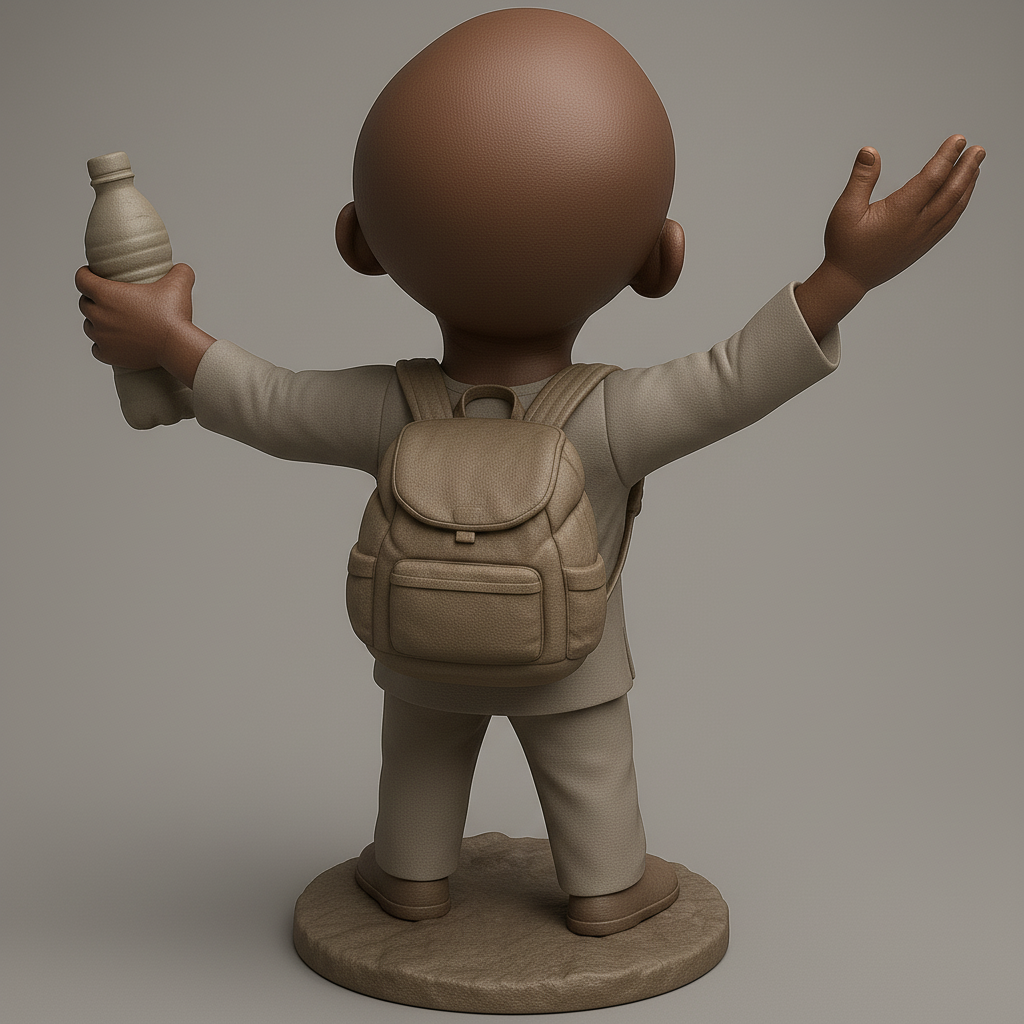 face anatomy 3d model-create 3d face model from photo_Joyful Character with Water Bottle