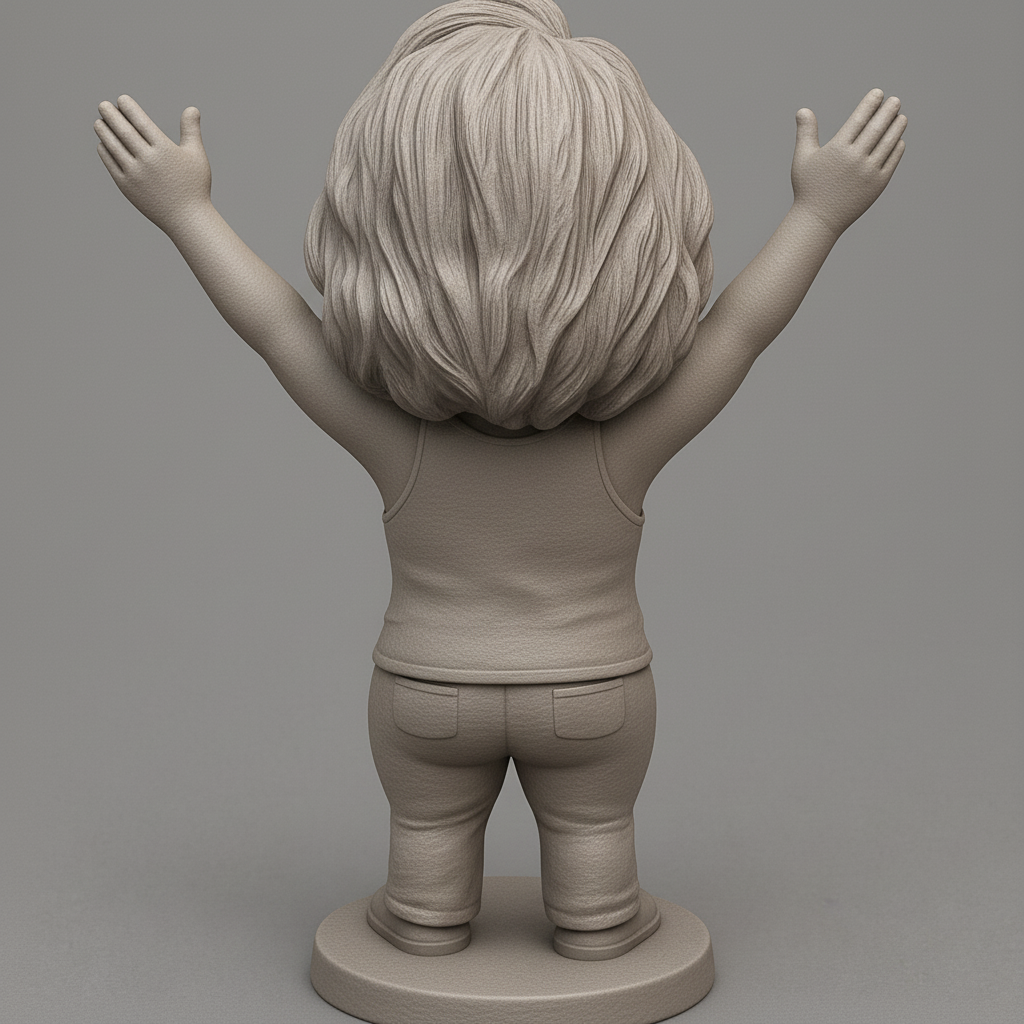 face to 3d model ai-3D portrait printing from photo_Celebrate Joy: Happy Arms Up Statuette