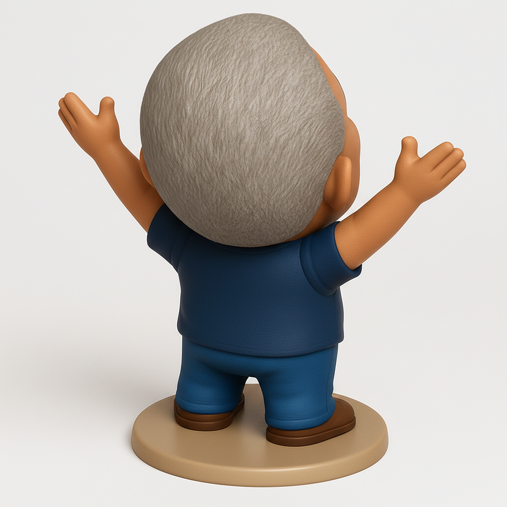 face anatomy 3d model-create 3d face model from photo_Smiling Chibi Man Figurine with Open Arms