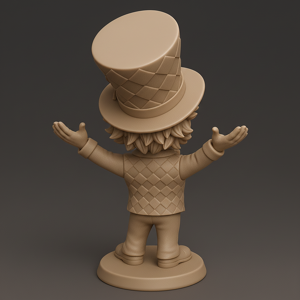 silhouette 3d printer maker-3d portrait printing_Whimsical Top Hat Character Figurine