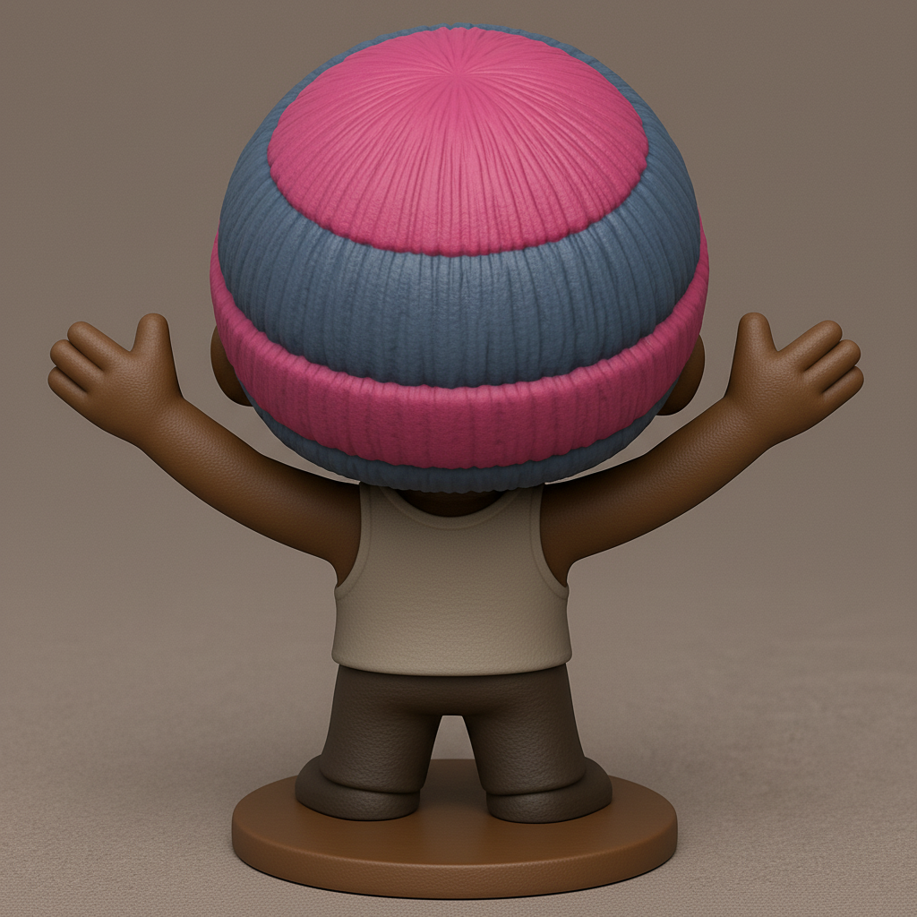 face to 3d model ai-3D portrait printing from photo_Happy Beanie Guy - Collectible Desk Buddy