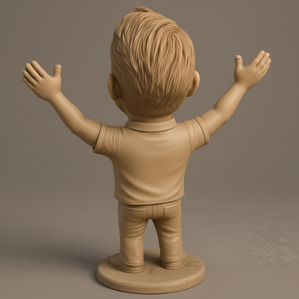 face anatomy 3d model-create 3d face model from photo_Uplifting Bobblehead: Cheerful Man Figurine