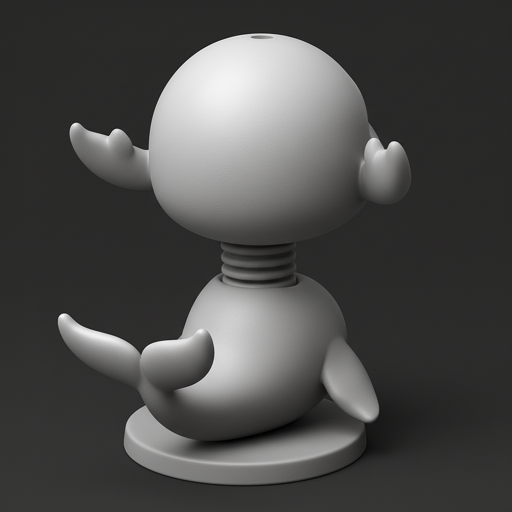 silhouette 3d printer maker-3d portrait printing_Happy Whale Bobblehead Toy - Cute Desk Buddy Print