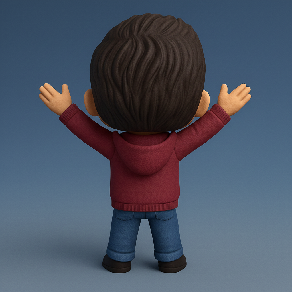 face anatomy 3d model-create 3d face model from photo_Smiling Funko-Style Collectible Figurine