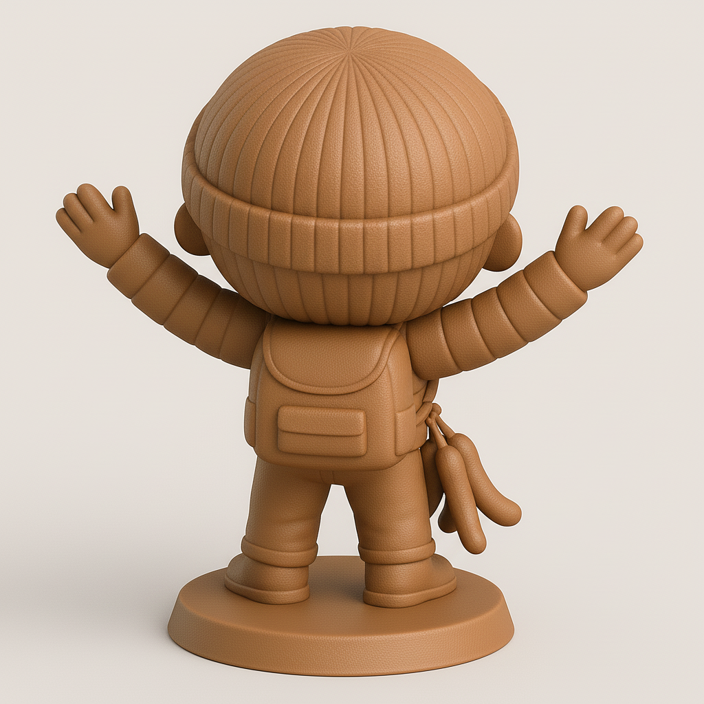 face to 3d model ai-3D portrait printing from photo_Joyful Hiker Figurine: Ready for Adventure!