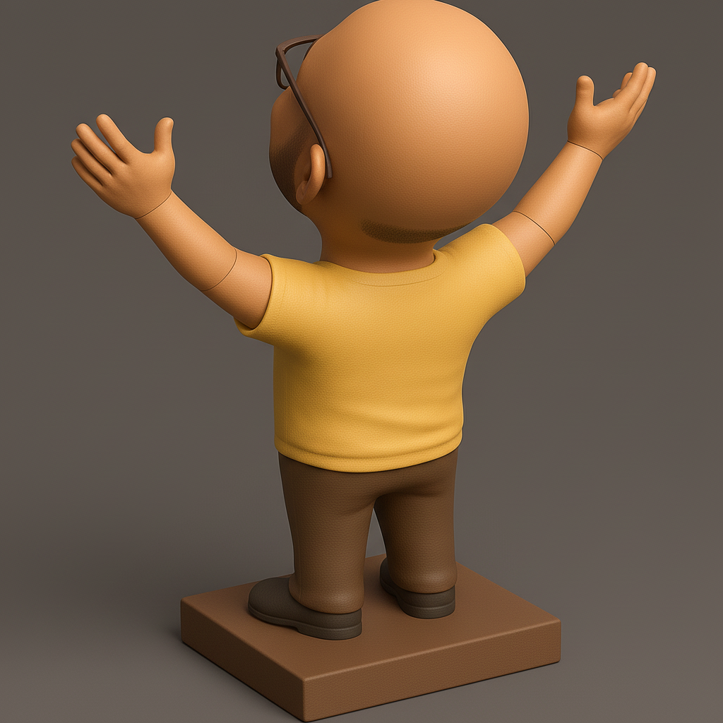 silhouette 3d printer maker-3d portrait printing_Celebratory Figurine with Joyful Expression