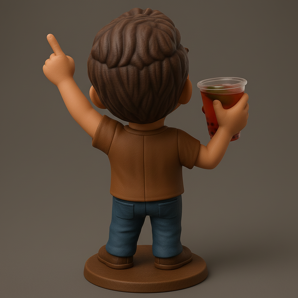silhouette 3d printer maker-3d portrait printing_Joyful Kid with Drink - Perfect for Collectors!