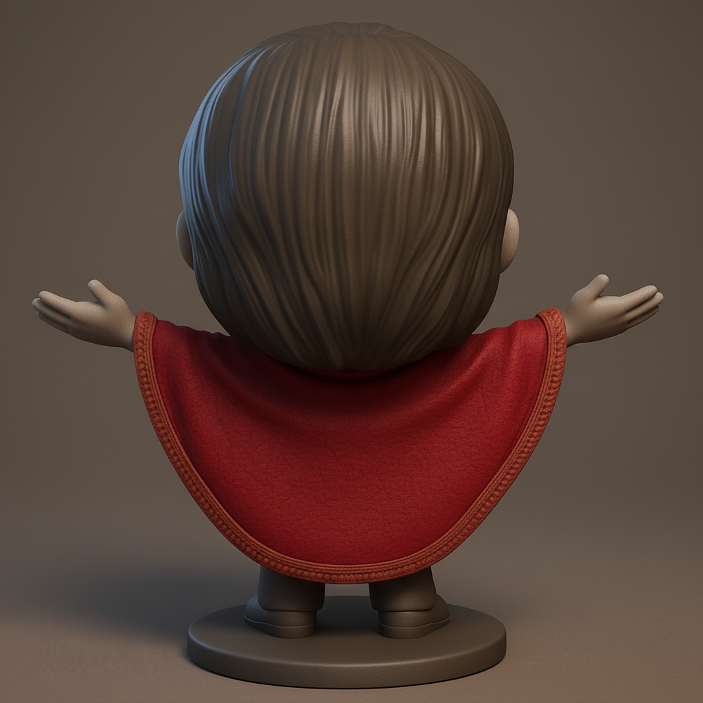 face to 3d model ai-3D portrait printing from photo_Embrace Joy: Smiling Elder Chibi Desk Companion