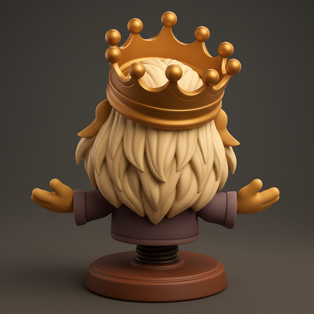 face anatomy 3d model-create 3d face model from photo_Happy King Lion Bobblehead - Cheerful Crowned Desk Buddy